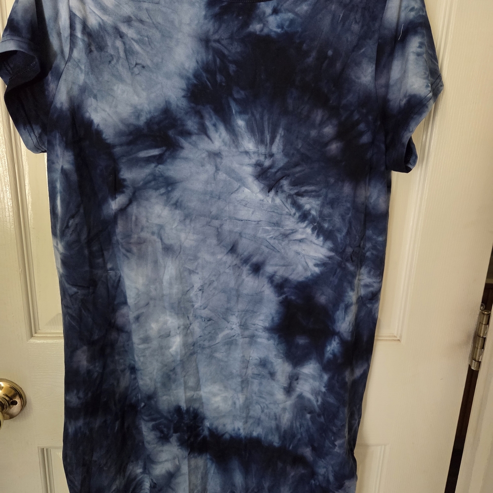 NWOT Lily's Closet Blue Tie Dye Casual Dress With Lace Up Sides Size L